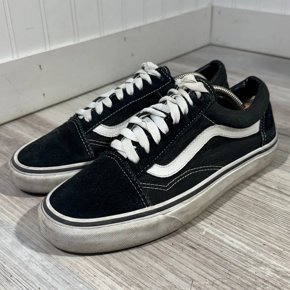 Vans Shoes Mens Sz 6.5 Old Skool Black White Suede Athletic‎ Skateboard Sneakers